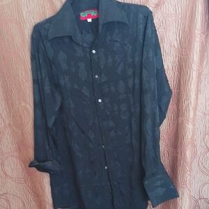 Elegant Black Patterned Men's Shirt